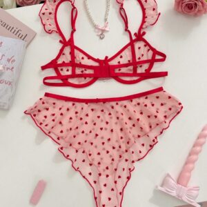 Sexy Lace Sheer Lingerie Bra And Panty Set