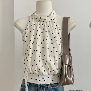 Polka-dot Halter Off-shoulder Sleeveless Camisole