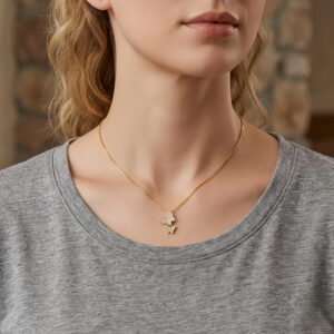 925 Sterling Silver Elegant Double Butterfly CZ Necklace in Gold-Plated Sterling