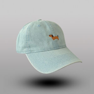 Cute Embroidered Puppy Washed Denim Baseball Cap