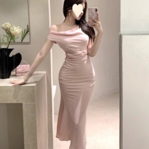 Sexy Off-shoulder Satin Slip Dress For Women