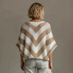 V-neck Short-sleeve Loose-knit Sweater