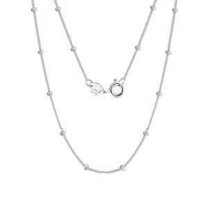 925 Sterling Silver Italian Crafted 14K Gold Beaded Chain Necklace - Timeless Elegance Meets Modern Design