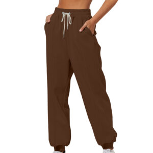 Womens Solid-Color Loose-Fit Casual Sports Sweatpants
