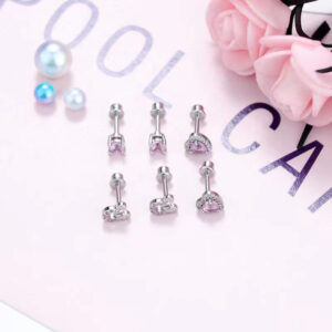 Zircon Heart Bow Earrings
