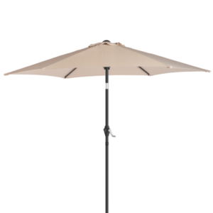7.5FT Round Outdoor Patio Umbrella With Tilt Adjustment, Crank Lift System, 6 Iron Ribs & Iron Pole, Waterproof UV Protected Polyester Canopy, Khaki