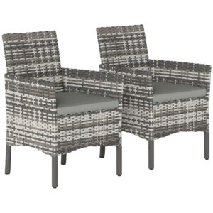 2er Set Gartenstuhl Polyrattan Gartenmöbel Mit 2 Sessel Abnehmbaren Kissen Stahlrahmen Grau