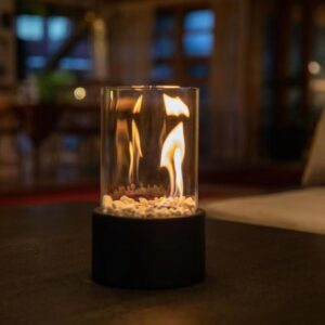 Round Glass Large Tabletop Fireplace 11H Portable Fire Bowl Pot Clean Burning Fireplace For Indoor Outdoor Patio Parties Events
