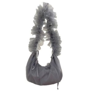 Lightweight Versatile Drawstring Ruffled Mesh Single-shoulder Bag