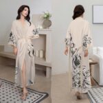Satin-printed Plus-size Luxury Long Nightgownloungewear For Women