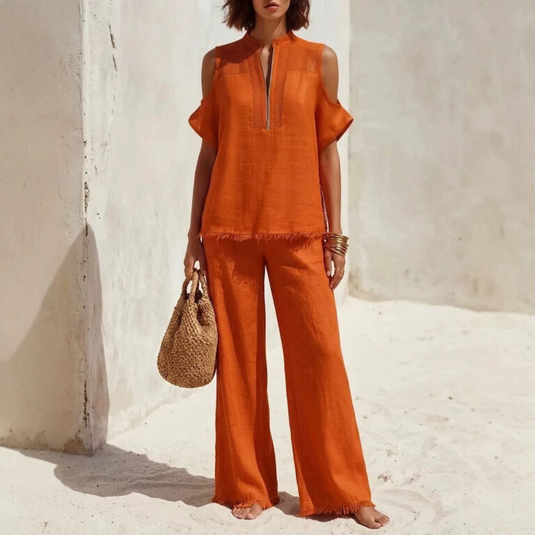 Womens Fashion Short-Sleeve Off-Shoulder Pantsuit