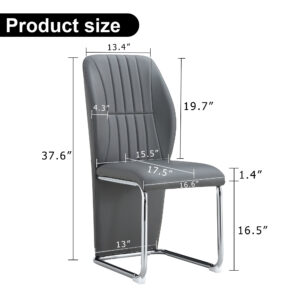 A Set Of 4 Dining Chairs, Gray Dining Chair Set, PU Material Patterned High Backrest Seats And Sturdy Leg Chairs, Suitable For Restaurants, Kitchens, And Living Rooms.