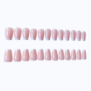 Short T-shaped White-edge French Manicure