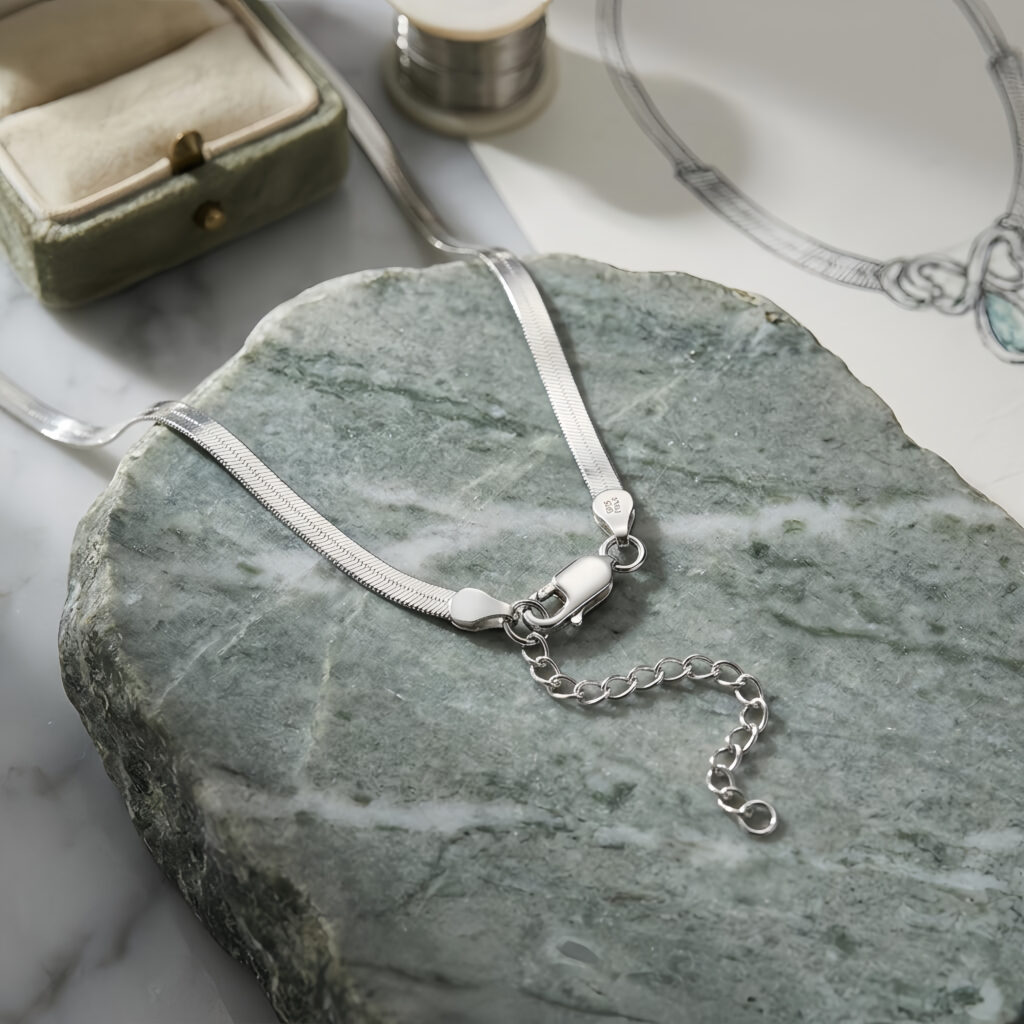 925 Sterling Silver Elegant Snake Chain Necklace with Lobster Clasp and Extension