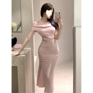 Sexy Off-shoulder Satin Slip Dress For Women