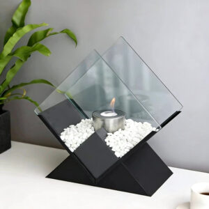 Diamond Glass Large Tabletop Fireplace 10 HPortable Fire Bowl Pot Clean Burning Fireplace For Indoor Outdoor Patio Parties Events