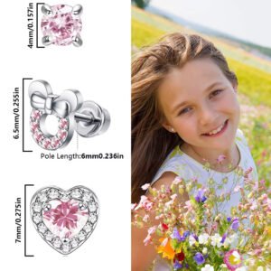 Zircon Heart Bow Earrings