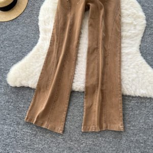 Niche-design Hollow-out Strap-waistband Denim Jumpsuit