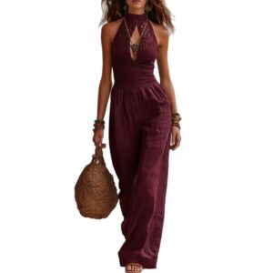 Personalized Street-style Loose-fitting Sleeveless Waist-cinching Wide-leg Jumpsuit