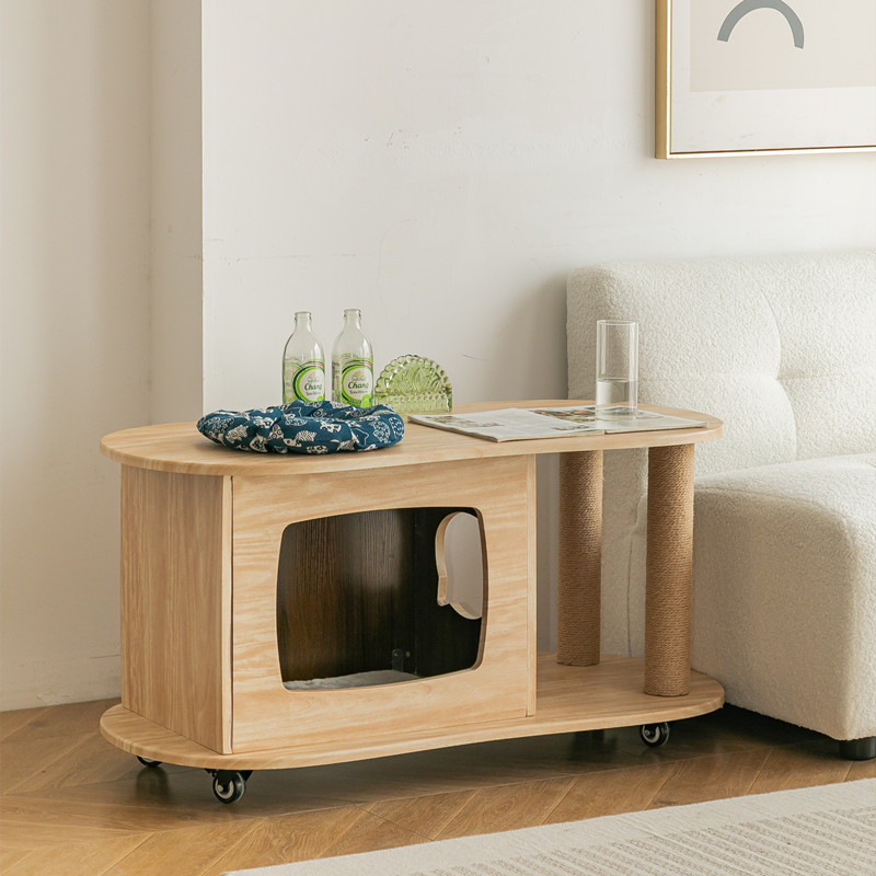 Cute Cat-friendly Side Table For Small Apartments With A Cart-style Design