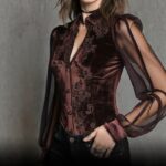 Long Vintage-style Velvet Patchwork Blouse