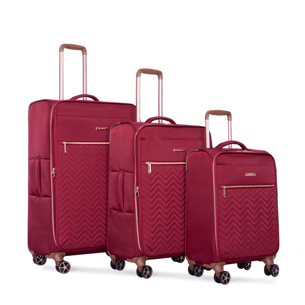 4-Piece Set 16 20 24 28 ,Softshell Suitcase Spinner Wheels Terylene Luggage Sets Carry On Suitcase Luggage Lightweight Durable Suitcase RED