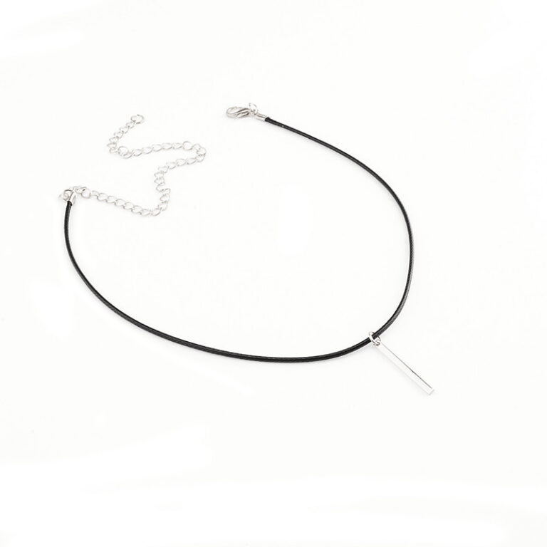 Niche, Minimalist, Versatile Rope-style Accessory Velvet-waxed-cord Necklace With Metal Strip And Sequins