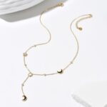 14k Gold Y-shaped Necklace And Polished Bracelet Set