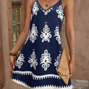 Womens Printed Striped Skirt Elegant Dress