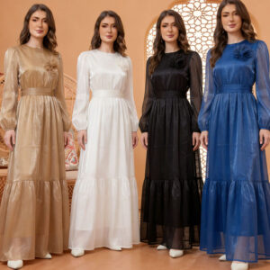 Womens Crew-neck Belted Waist Dress