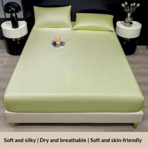 Summer Solid-Color Ice Silk Fitted Sheet