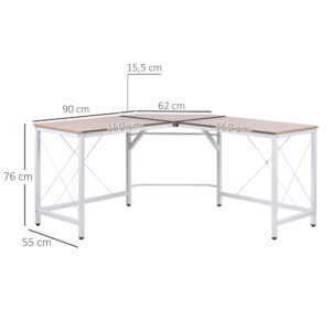 Computertisch Schreibtisch L-Form Arbeitstisch Bürotisch Eckschreibtisch Winkelschreibtisch MDF Natur 150 X 150 X 76 Cm