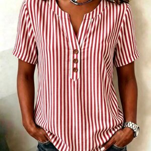 Simple And Chic Striped Short-sleeve Fashion Shirt