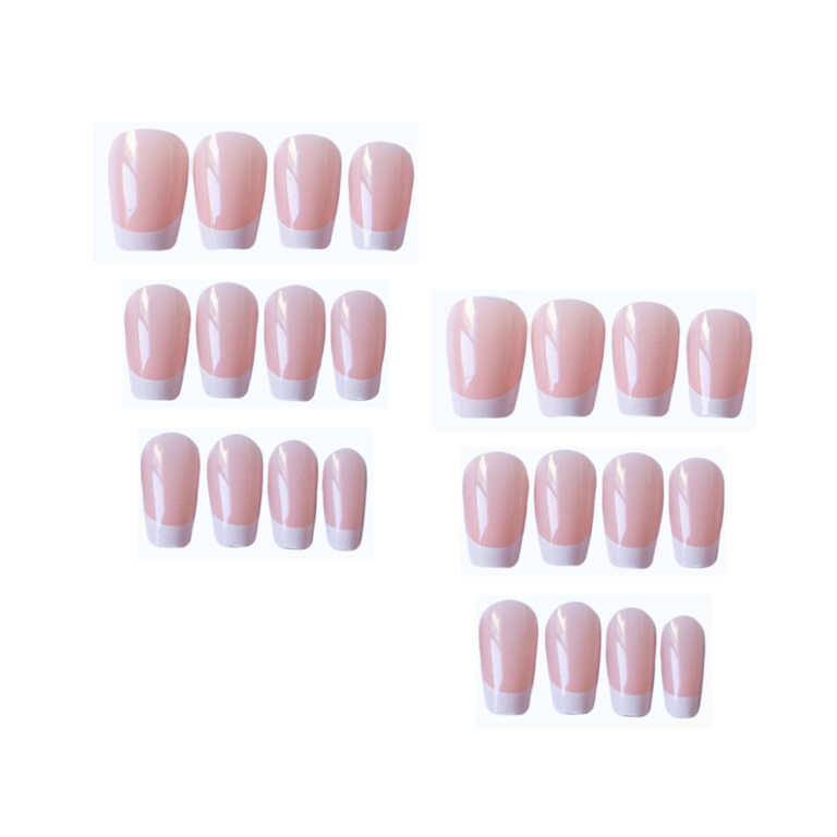 Short T-shaped White-edge French Manicure