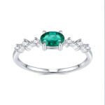 1.2g S925 Silver Platinum Plated Ring Octagon Cut Lab Grown Emerald Band Dainty Minimalist Promise Ring For Women Jewelry Gift Box Set