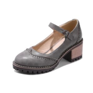 British-style Retro Artistic Chic Chunky-heeled Low-cut Womens Shoes