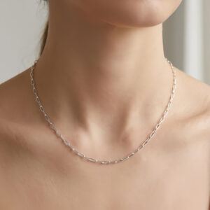 925 Sterling Silver Classic Sterling Paperclip Chain Necklace with Adjustable Length and Engraved Pendant