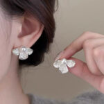 Elegant Versatile Silver Metal Stud Earrings For Women