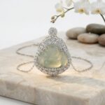 925 Sterling Silver Elegant Natural Green Jadeite Laughing Buddha Pendant Necklace with Sparkling CZ Accents