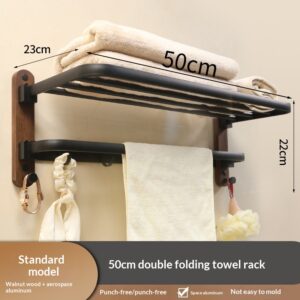 Household Walnut Double-Fold Towel Rack