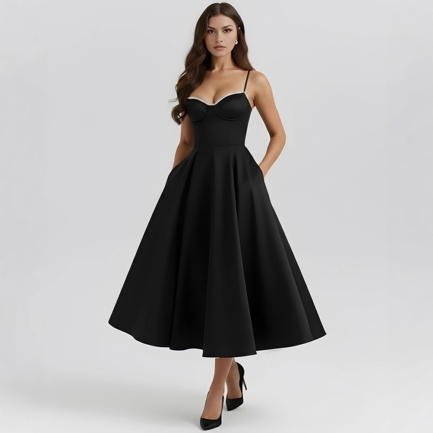 Womens Strap Sexy Sassy Midi Dress