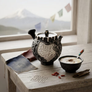 Pure 999 Fine Silver Handcrafted Textured Teapot with Silver-Tone Dripping Accents and Intricate White Floral Relief Design - Handicraft