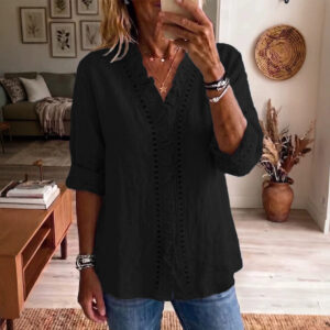 Womens Casual Loose-fit Long-sleeve Ruffled Blouse