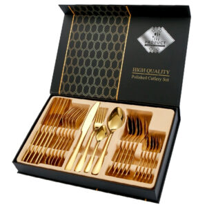 24 PCS Stainless Steel Cutlery Set Dinner Knife Fork Spoon Rose Gold