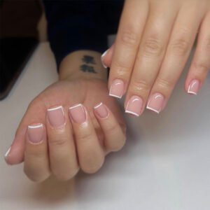 French-style Floral Rhinestone Chain Fake Nails For Women
