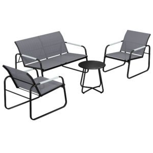 Gartenmöbel Set Sitzgruppe Für 4 Personen Atmungsaktiv Gartenlounge Mit 2er Sofa 2 Sessel Seilflecht Rund Tisch Fußpads