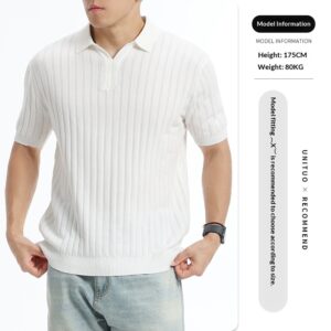 Light-luxury High-end Polo Knit With A Notched Collar And Vertical Stripes
