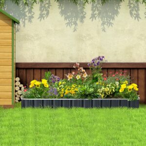Hochbeet Aus Stahl DIY Gartenbeet Mit T-Form-Pflanzenschilder Handschuhe Pflanzenbeet Kräuterbeet Blumentreppe Für Balkon Garten Dunkelgrau 258 X 90 X 30 Cm