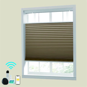Raised Flag Day-Night Shade With Remote Control And Solar Panel-Full Blackout Motorized Shades For Home And Office-Cordless Organ Shade-Cordless Cellular Shade-Khaki