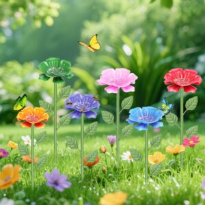 6Pack Metal Bee Watering Stations, Anti-Drowning Bee Butterfly Feeders Pollinator Stakes With Artificial Flowers For Outdoor Garden Courtyard Decor